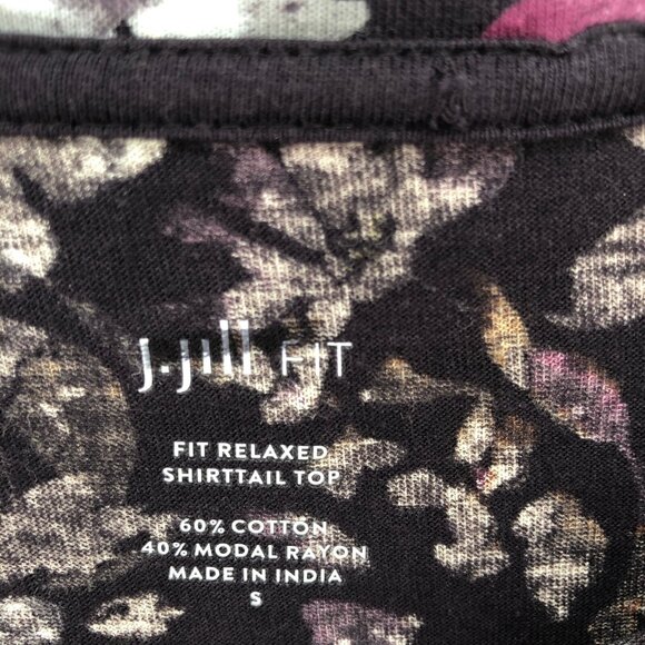 J Jill Top Womens Small Purple Floral Fit Relaxed Shirttail Modal Blend Tee Knit - Picture 5 of 10